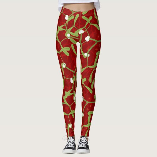 Rotweihnadel Leggings (Vorderseite)