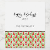 Rotweihnadel-Muster NAME grün Schachbrett Spaß Weinetikett (Einzelnes Label)