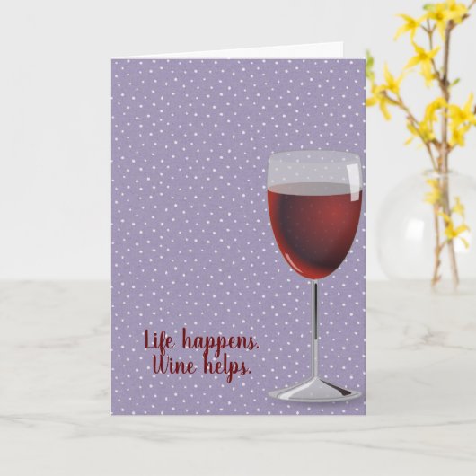 Rotwein auf Button Punkte Geburtstag Karte (Gelbe Blume)