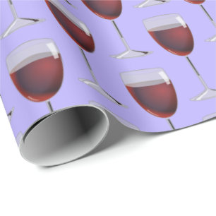 Rotwein auf lila geschenkpapier