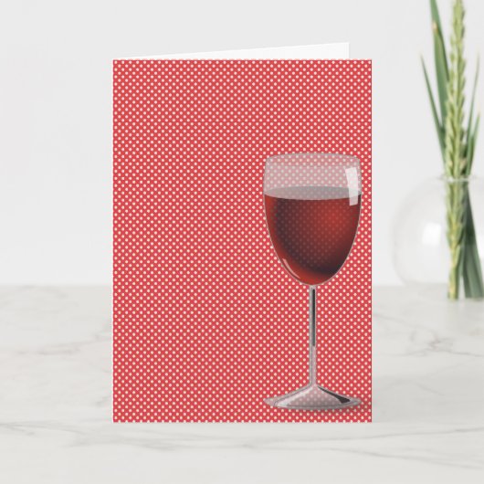 Rotwein auf Polka-Punkten Karte (Vorderseite)