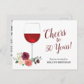 Rotwein, Beifall Geburtstag Einladung Postkarte (Vorne/Hinten)