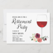 Rotwein, Blütenwein, Party Einladung in Rente (Vorderseite)