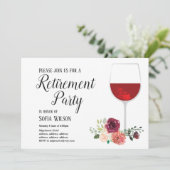 Rotwein, Blütenwein, Party Einladung in Rente (Stehend Vorderseite)