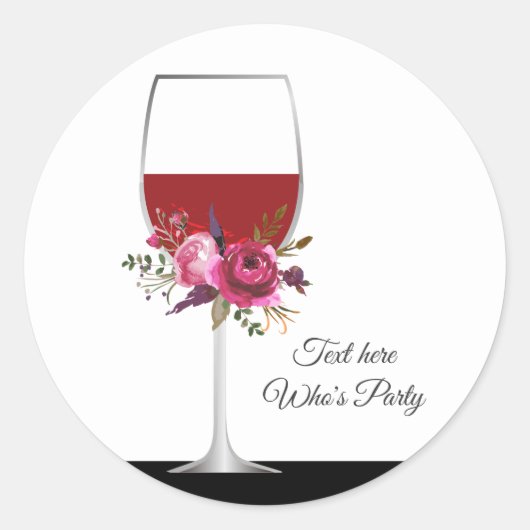 Rotwein, Blütenwein, vielen Dank Runder Aufkleber (Vorderseite)