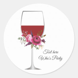Rotwein, Blütenwein, vielen Dank Runder Aufkleber