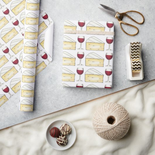 Rotwein + Brie Cheese Weingläser Geschenk Wrap Geschenkpapier (Kunsthandwerk)
