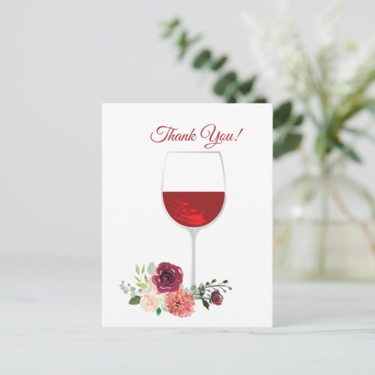 Rotwein, danke Karte (Stehend Vorderseite)