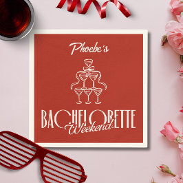 Rotwein Doodle Bachelorette Name Napkin Serviette