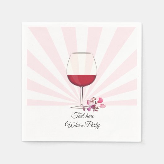 Rotwein, Erwachsenengeburtstag, Hochzeit, Blumenko Serviette (Vorderseite)