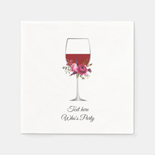 Rotwein, Erwachsenengeburtstag, Hochzeit, Blumenko Serviette