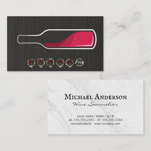 Rotwein Flasche | Lochkarte Visitenkarte (Vorne/Hinten)