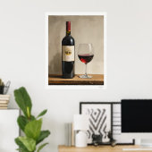 Rotwein-Flasche und Glas Poster (Heimbüro)