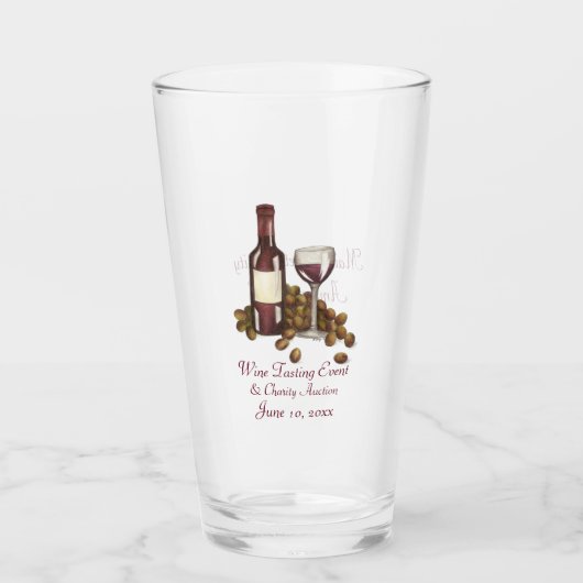 Rotwein Flasche Weintrauben Wohltätigkeit der Verk Glas (Vorderseite)