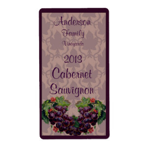 Rotwein Flaschenetikett mit Trauben