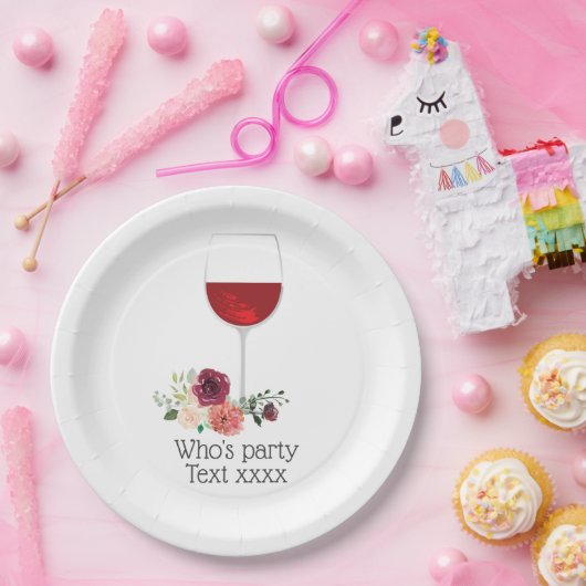 Rotwein Geburtstagsfeier Papierplatte Pappteller (Party)