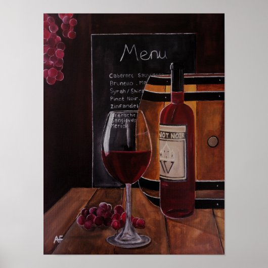Rotwein-Gemälde von Alfred Fox Poster (Vorne)