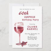 Rotwein Glas 60. Geburtstag Überraschung Party Einladung (Vorderseite)