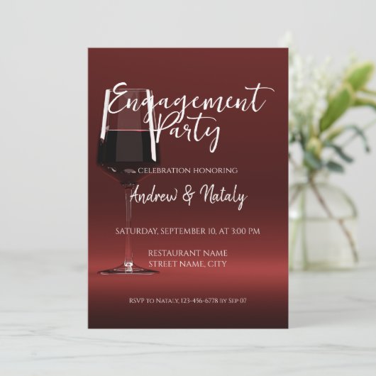 Rotwein-Glas auf Rotwein-Degustation Party Einladung (Stehend Vorderseite)