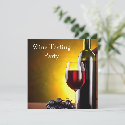 Rotwein Glas Flasche Wein Weinverkostung Party Einladung (Stehend Vorderseite)