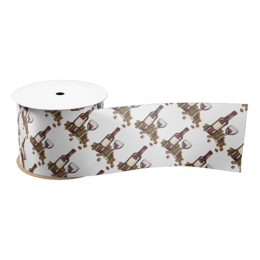 Rotwein Glas Flasche Weintrauben Weinbaubetrieb Satinband (Spule)