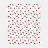 Rotwein-Glas-Muster auf Weiß Fleecedecke (Vorderseite)