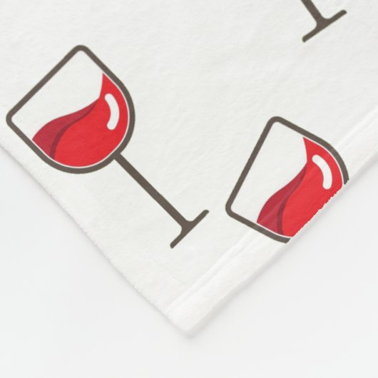 Rotwein-Glas-Muster auf Weiß Fleecedecke (Ecke)