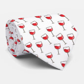 Rotwein-Glas-Muster auf Weiß Krawatte (Gerollt)