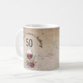 Rotwein Glas Olive Wasserfarbe 50. Geburtstag Kaffeetasse (Vorderseite Links)