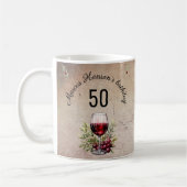 Rotwein Glas Olive Wasserfarbe 50. Geburtstag Kaffeetasse (Links)