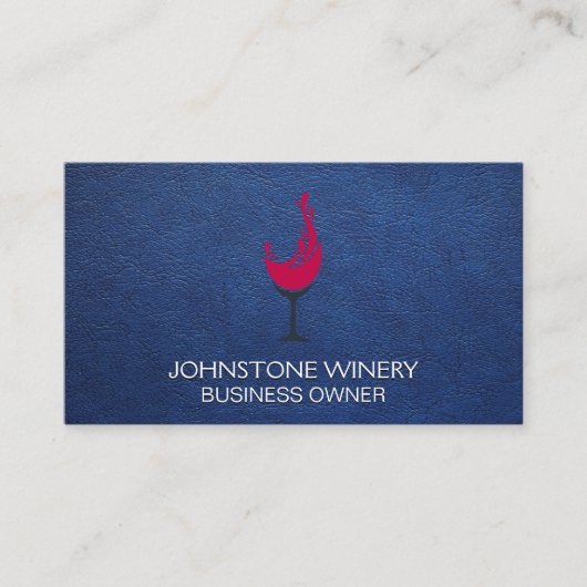 Rotwein-Glas-Splash | Blauleder Visitenkarte (Vorderseite)