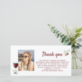 Rotwein Glas Twigs Foto Geburtstag Dankeskarte (Stehend Vorderseite)