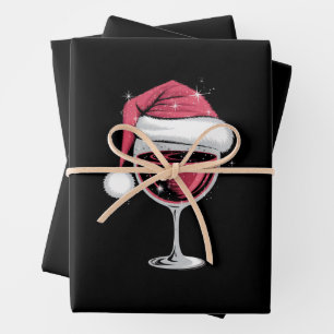 Rotwein Glas Weihnachten Lustiges Weihnachten Xmas Geschenkpapier Set
