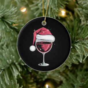 Rotwein Glas Weihnachten Lustiges Weihnachten Xmas Keramik Ornament