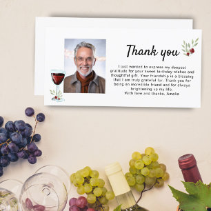 Rotwein Glas Zweige Foto Geburtstag  Dankeskarte