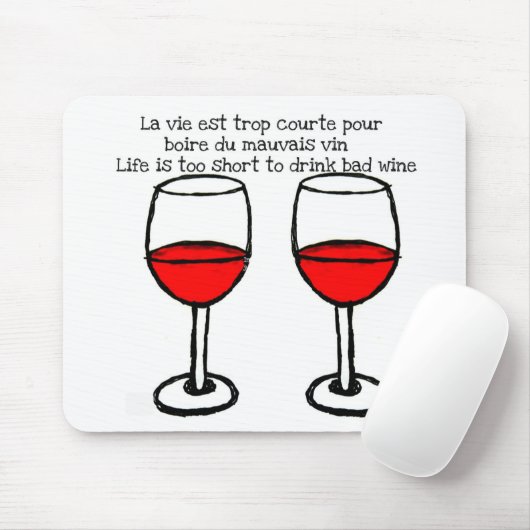 ROTWEIN-GLÄSER MIT FRANZÖSISCH-ENGLISCHEM ZITAT MOUSEPAD (Mit Mouse)