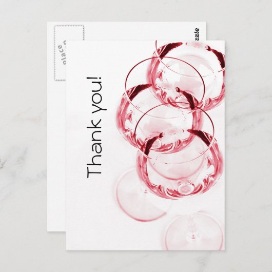 Rotwein Gläser modern danke Postkarte (Vorne/Hinten)