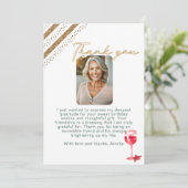 Rotwein Glass Glitzer Geburtstag Foto Dankeskarte (Stehend Vorderseite)