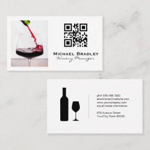 Rotwein-Glass Pour qr Code Visitenkarte