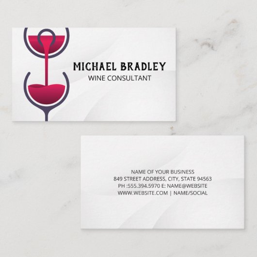 Rotwein-Glass Pour Visitenkarte (Vorne/Hinten)