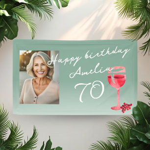 Rotwein Glass Watercolor Geburtstagsparty Foto Banner