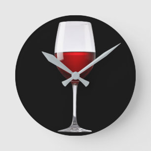 Rotwein-Glasschwarzes trinkt Weinkellerei Runde Wanduhr