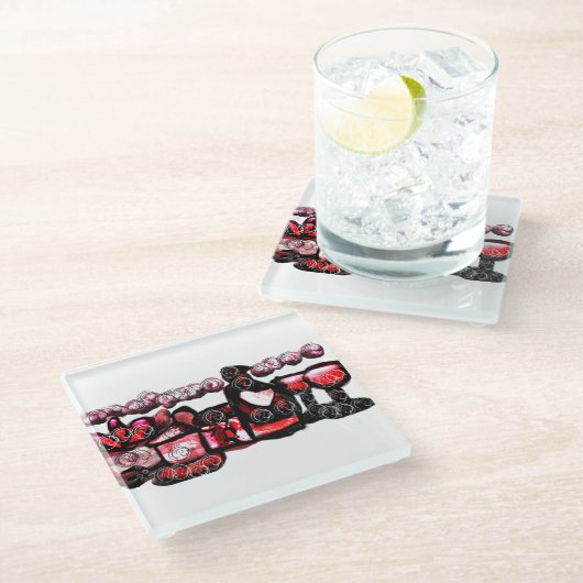 Rotwein Glasuntersetzer (Schrägansicht)