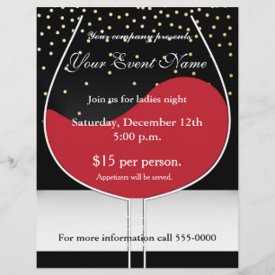 Rotwein Gold & Schwarz Chic Event Flyer Poster