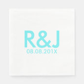 Rotwein-Hochzeit Aqua-Blau-Türkis Serviette (Vorderseite)