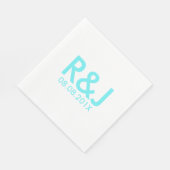 Rotwein-Hochzeit Aqua-Blau-Türkis Serviette (Ecke)