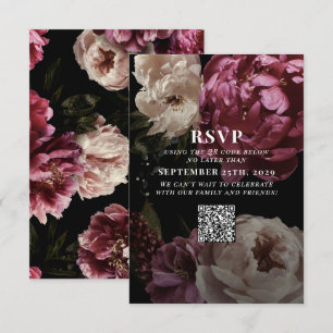 Rotwein-Hochzeit QR-Code Bitte antworten Sie RSVP Karte