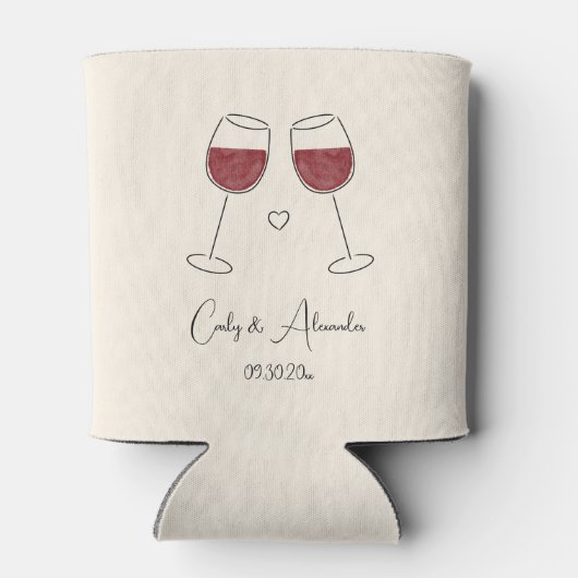 Rotwein Hochzeitsglass Verlobung Jubiläum Dosenkühler (Rückseite)