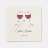Rotwein Hochzeitsglass Verlobung Jubiläum Serviette (Vorderseite)