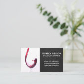 Rotwein in Glas | Elegant Black Leather Visitenkarte (Stehend Vorderseite)